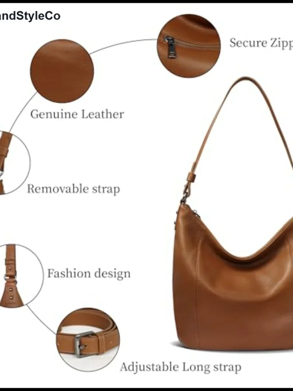 Soft Leather Hobo Shoulder Crossbody Handbag Purse for Women